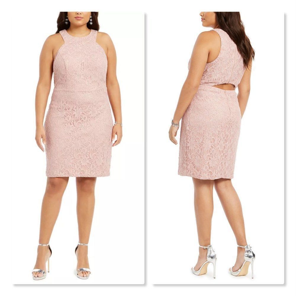 City Studios Pink Lace Bodycon Dress size 24W- NEW